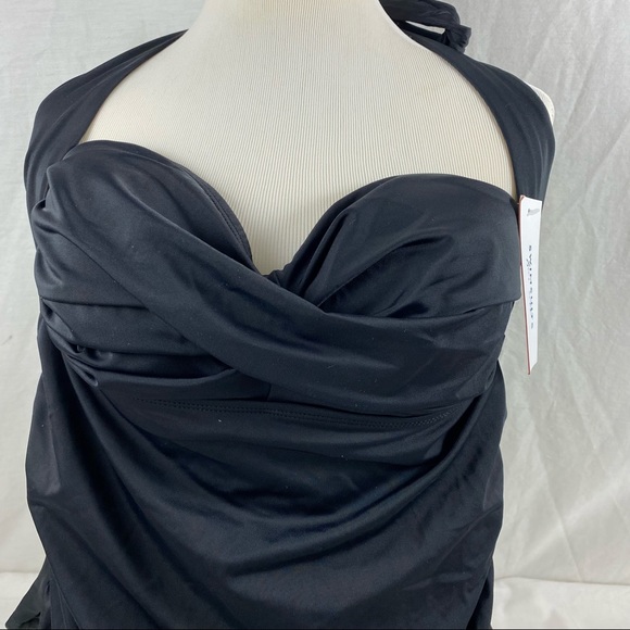 Swimsuits For All Halter Tankini Top Black 18 New - Picture 4 of 10